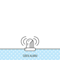 Siren alarm icon. Alert flashing light sign.