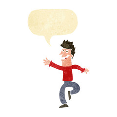 cartoon happy man with speech bubble