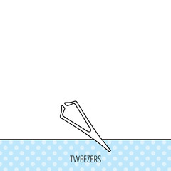 Medical tweezers icon. Cosmetic equipment sign.