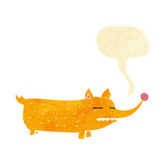 cartoon funny little dog with speech bubble