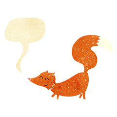 cartoon little fox with speech bubble