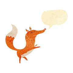 cartoon happy fox with speech bubble
