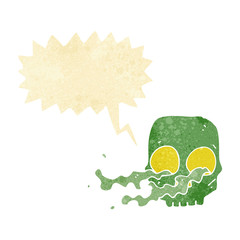 cartoon gross skull with speech bubble