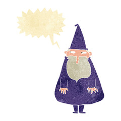 cartoon wizard with speech bubble