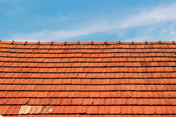 Empty background with roof and sky