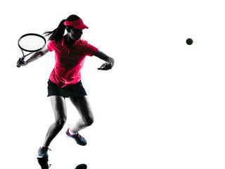Foto op Canvas woman tennis player sadness silhouette © snaptitude