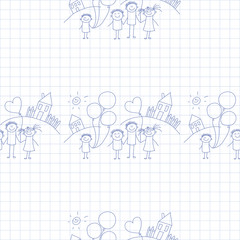 Vector seamless pattern. Kids, school and education