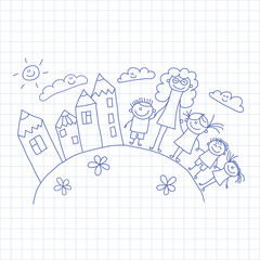 Vector seamless pattern. Kids, school and education