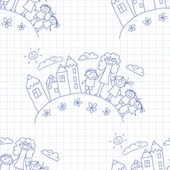Vector seamless pattern. Kids, school and education