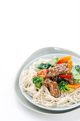 Noodles with beef stir fry