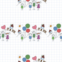 Vector seamless pattern. Kids, school and education