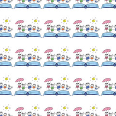 Vector seamless pattern. Kids, school and education