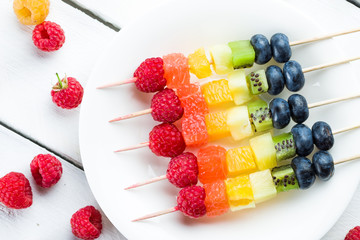 Fresh summer fruits on sticks