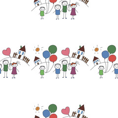 Naklejka premium Vector seamless pattern. Kids, school and education