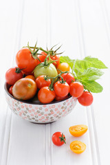 Bowl of fresh mixed tomatoes