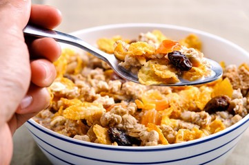 Eating breakfast cereal