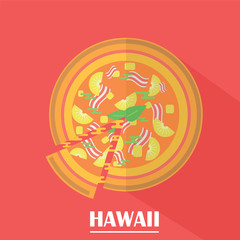 Hawaii pizza vector illustration.