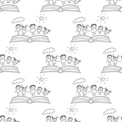 Vector seamless pattern. Kids, school and education