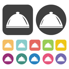 Tray and cover  icons set. Vector Illustration eps10