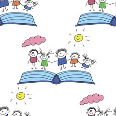 Vector seamless pattern. Kids, school and education