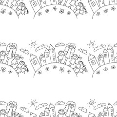 Vector seamless pattern. Kids, school and education