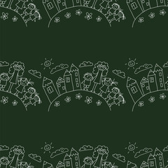 Vector seamless pattern. Kids, school and education