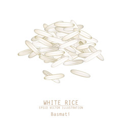 Vector illustration of white rice pile. Asian traditional food o