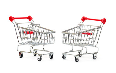 Two Metallic Shopping Cart