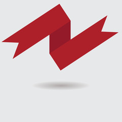 Red realistic detailed curved paper sale banner. Ribbon. Vector illustration