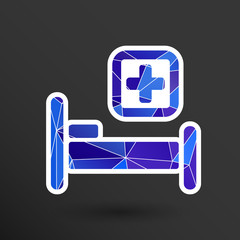 Hospital bed and cross, vector icon doctor health care
