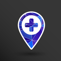  Map Pointer Icon With Cross, Hospital, First Aid Sign