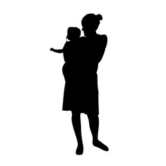 mom with baby vector silhouette