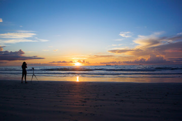 Fototapeta premium Beautiful sunrise, sunset and clouds. 