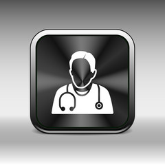 Doctor with stethoscope around his neck icon