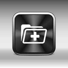 Medical health record folder flat icon for healthcare