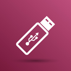 Vector usb flash drive icon on a grey flat button