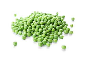 Heap of fresh green peas isolated on white