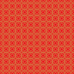 Golden seamless Chinese window tracery lattice polygon round line pattern.
