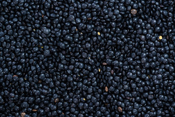 Black Lentils (food background)