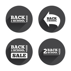 Back to school icons. Studies after the holidays