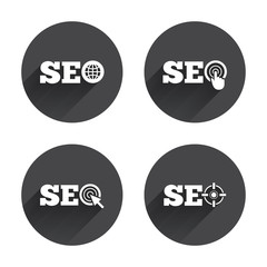 SEO icons. Search Engine Optimization symbols.
