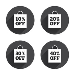 Sale bag tag icons. Discount symbols.