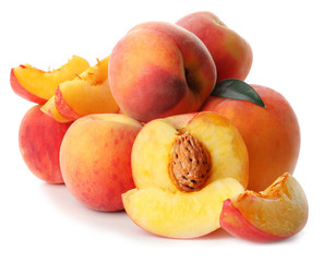 Fresh peaches isolated on white
