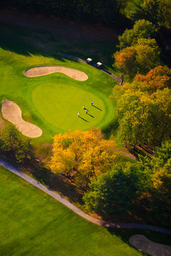 Aerial image of a golf course.