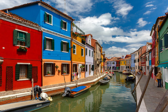 Colorful houses on the Burano, Venice, Italy