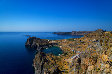 St Paul's Bay and the Acropolis of Lindos