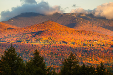 Fall foliage on Mt. Mansfield in Stowe, Vermont, USA