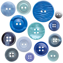High-Resolution Button Collection - 14 Blue, Isolated