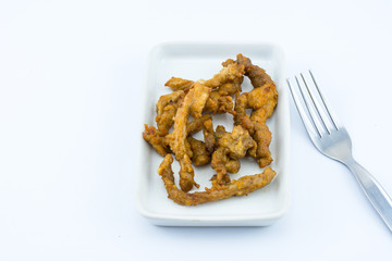 Fried pork and fork