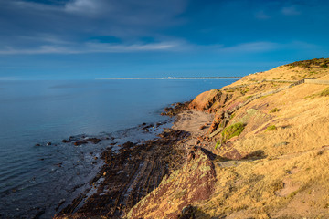 Sunset at rocky coast. South Australia